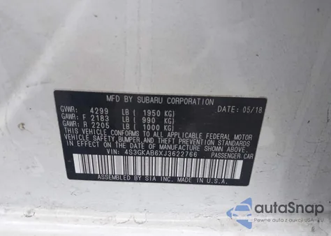 2018 Subaru Impreza 2.0I Premium z USA, uszkodzony, nr VIN 4S3GKAB6XJ3622766